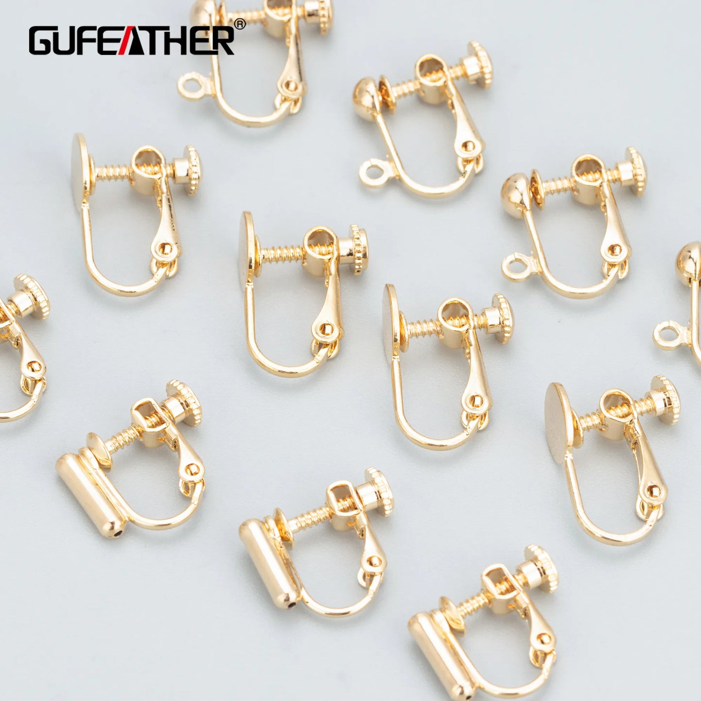 GUFEATHER MB74, accesorios de joyería, sin níquel, chapado en oro de 18 k, cobre, cierre, pendientes para mujer, clip para la oreja, fabricación de joyas, 10 unids/lote 