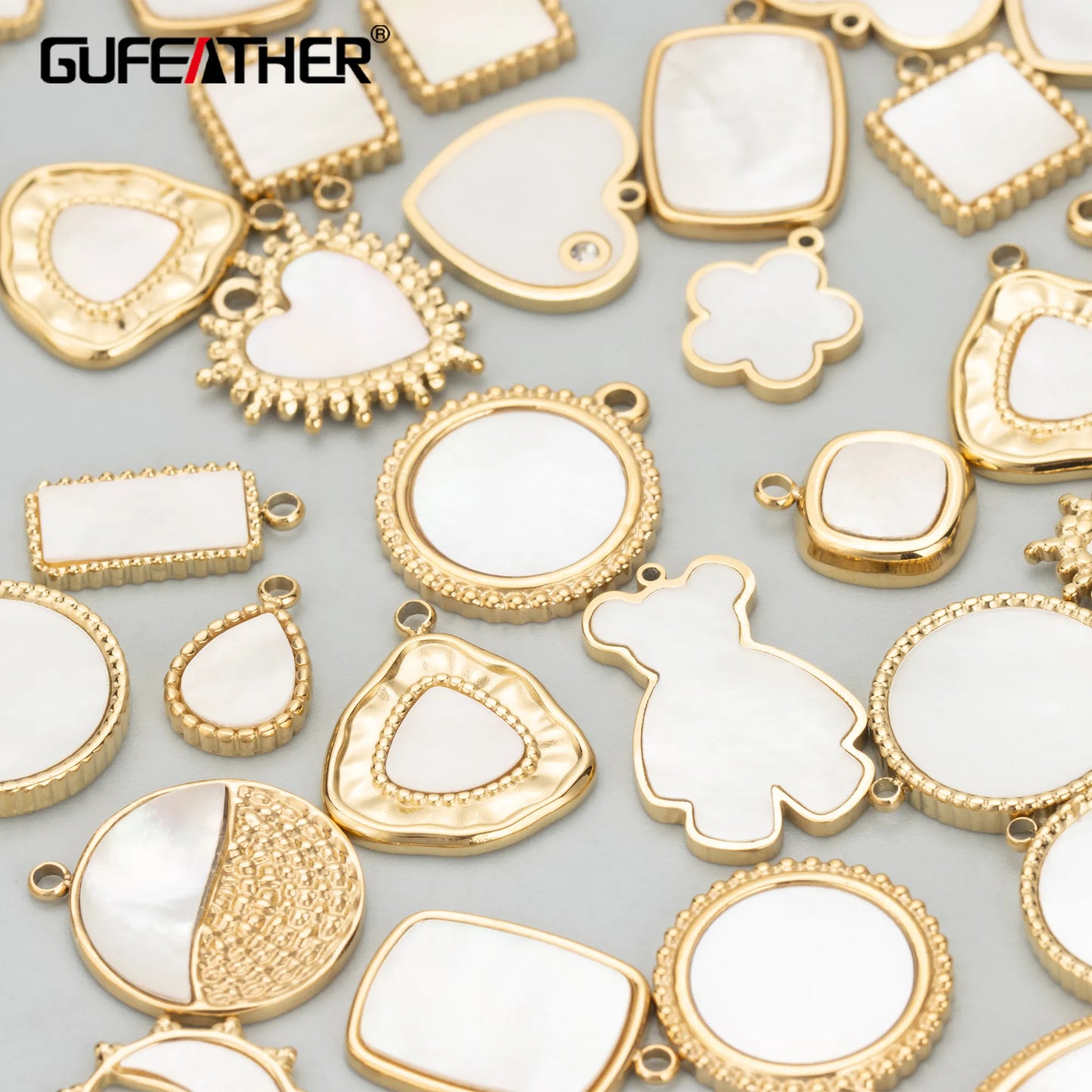 GUFEATHER MC60, accesorios de joyería, acero inoxidable 316L, sin níquel, concha natural, dijes, fabricación de joyas, colgantes diy, 1 unid/lote 