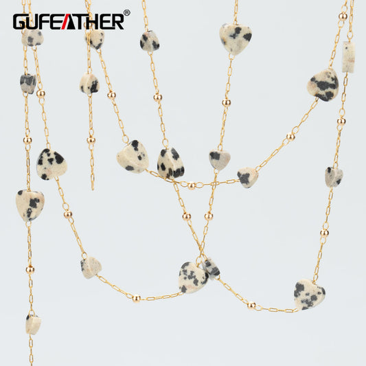 GUFEATHER C318, cadena diy, acero inoxidable, pass REACH, sin níquel, concha de piedra natural, fabricación de joyas, collar de pulsera diy, 1 m/lote 