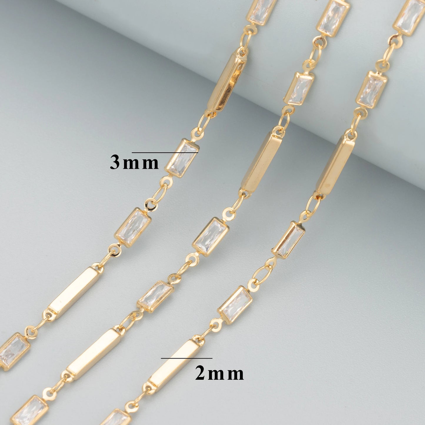 GUFEATHER C160, chaîne de bricolage, pass REACH, sans nickel, plaqué or 18 carats, métal cuivré, zircon, fabrication de bijoux, collier de bracelet à faire soi-même, 1 m/lot 