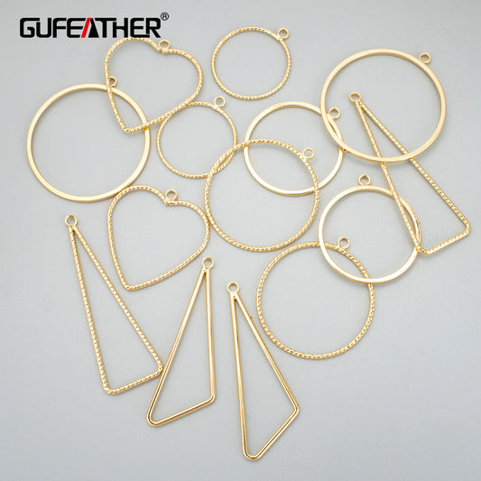 GUFEATHER MD63, accesorios de joyería, chapado en rodio de oro de 18 k, cobre, forma de corazón circular, dije, fabricación de joyas, colgantes diy, 20 unids/lote 