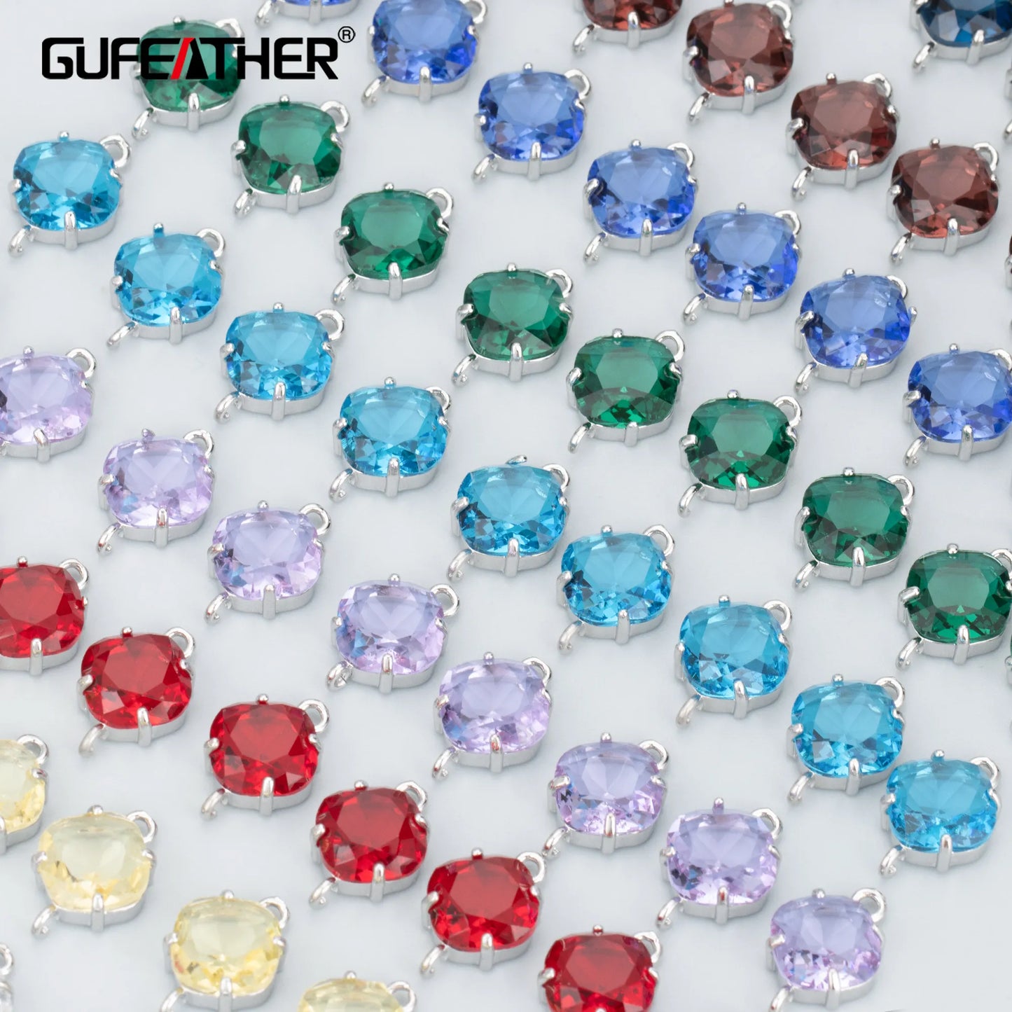 GUFEATHER MB20, accessoires de bijoux, sans nickel, plaqué rhodium, cuivre, verre, breloques, faits à la main, fabrication de bijoux, pendentifs diy, 10 pièces/lot 