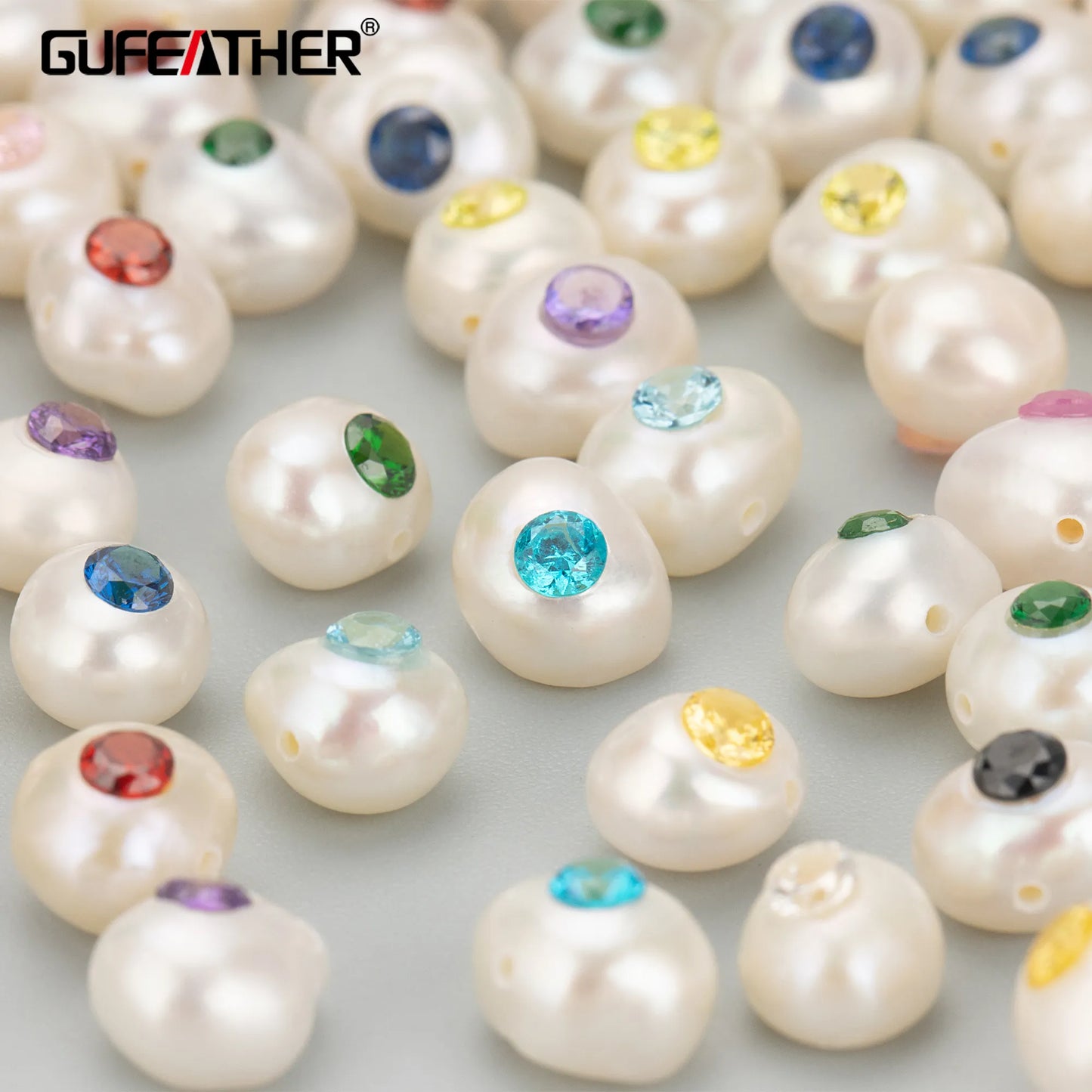 GUFEATHER MD98,natural pearl,jewelry accessories,pearl with zircons,hand made,charms,jewelry making,diy pendants,6pcs/lot