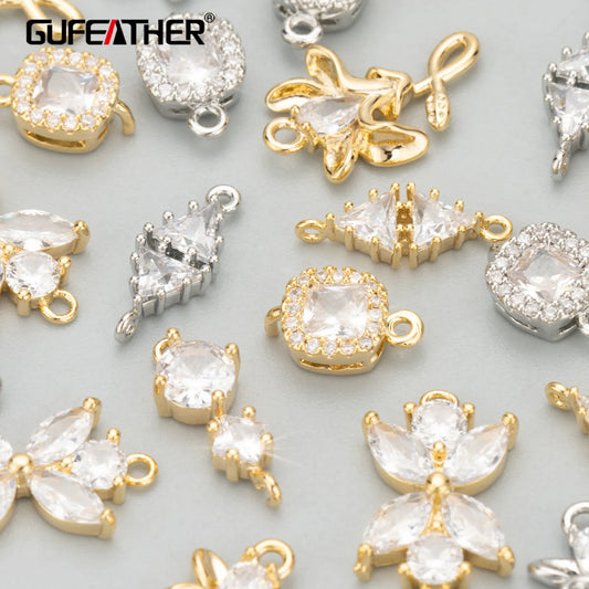 GUFEATHER MC73,jewelry accessories,18k gold rhodium plated,nickel free,copper,zircon,jewelry making,charm,diy pendants,10pcs/lot