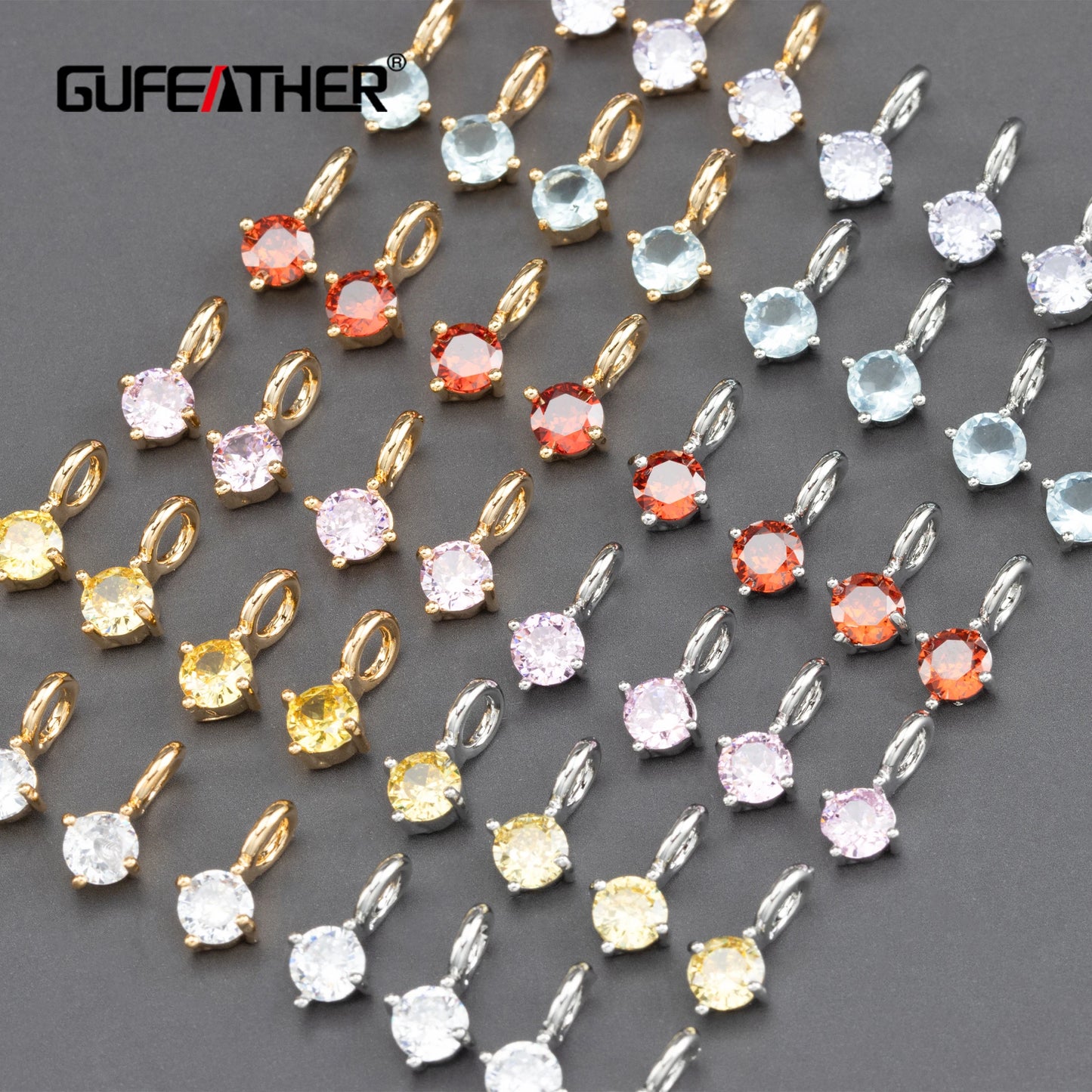 GUFEATHER MA77, accesorios de joyería, sin níquel, chapado en rodio de oro de 18k, cobre, circón, dijes, colgante diy, fabricación de joyas, 10 unids/lote 