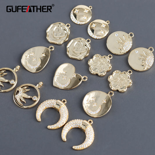 GUFEATHER MA25,diy jewelry,pass REACH,nickel free,18k gold plated,copper,jewelry making,diy earring necklace pendants,6pcs/lot