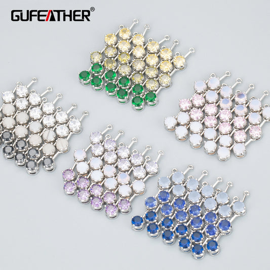 GUFEATHER MB18, accesorios de joyería, sin níquel, chapado en rodio de oro de 18k, cobre, circón, dijes, fabricación de joyas, colgantes diy, 6 unids/lote 