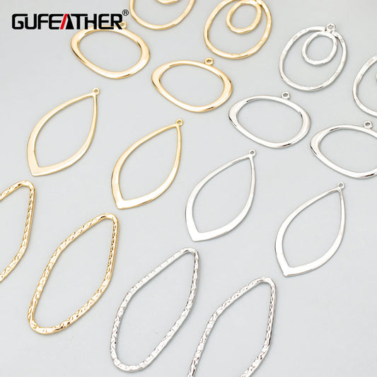 GUFEATHER MD68, accesorios de joyería, chapado en rodio de oro de 18 k, cobre, sin níquel, dijes, colgantes diy, fabricación de joyas, 6 unids/lote 