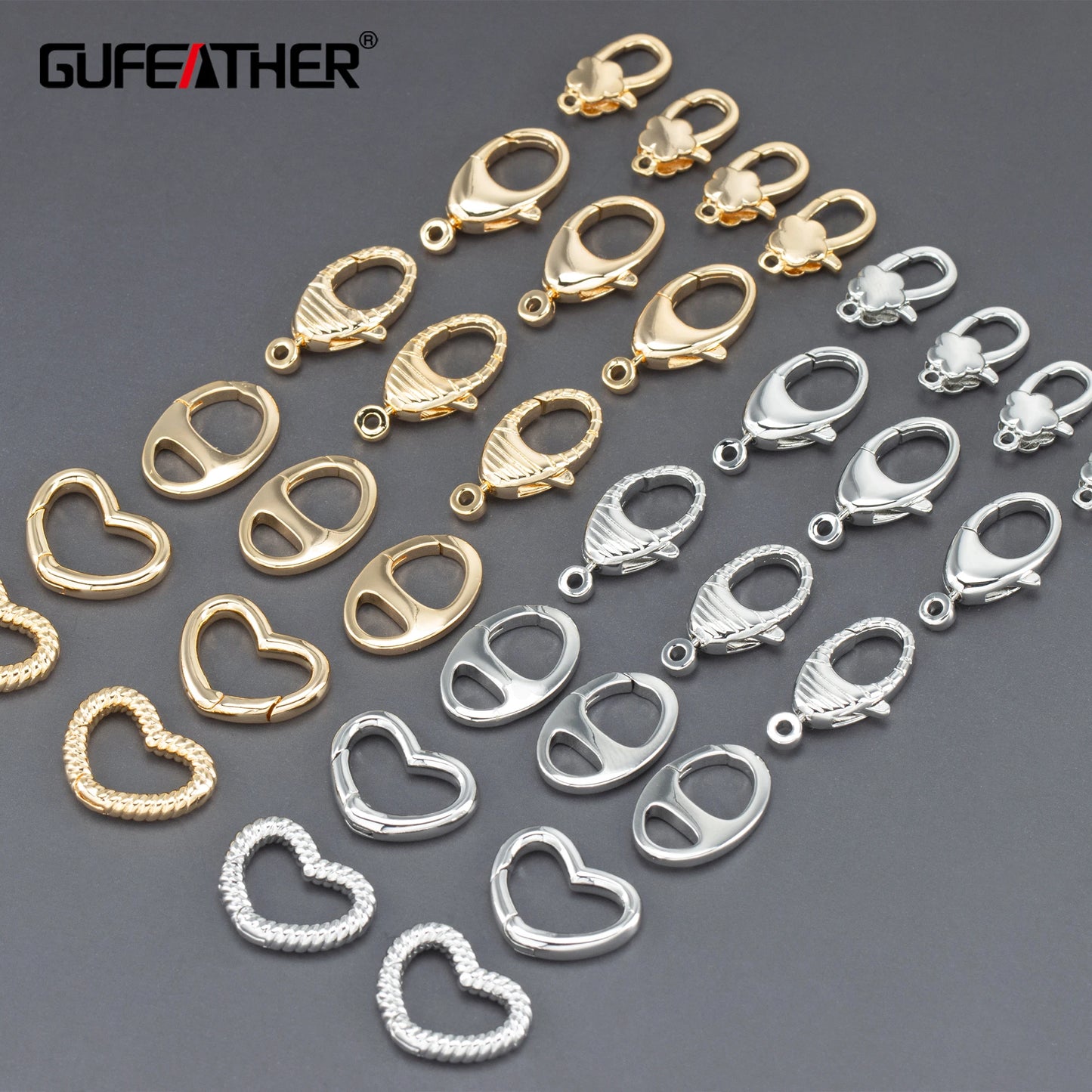 GUFEATHER MA83, accesorios de joyería, sin níquel, chapado en oro de 18 k, cobre, ganchos, fabricación de joyas, cierre de collar de pulsera, 10 unids/lote 