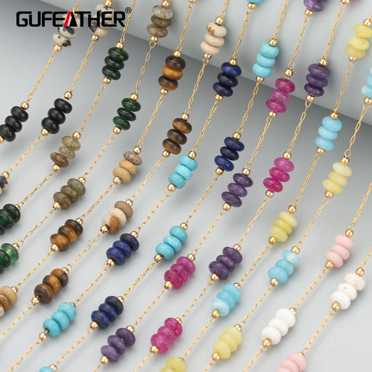 GUFEATHER C331, cadena, acero inoxidable, piedra natural, sin níquel, accesorios para hacer joyas, hecho a mano, collar de pulsera diy, 1 m/lote 