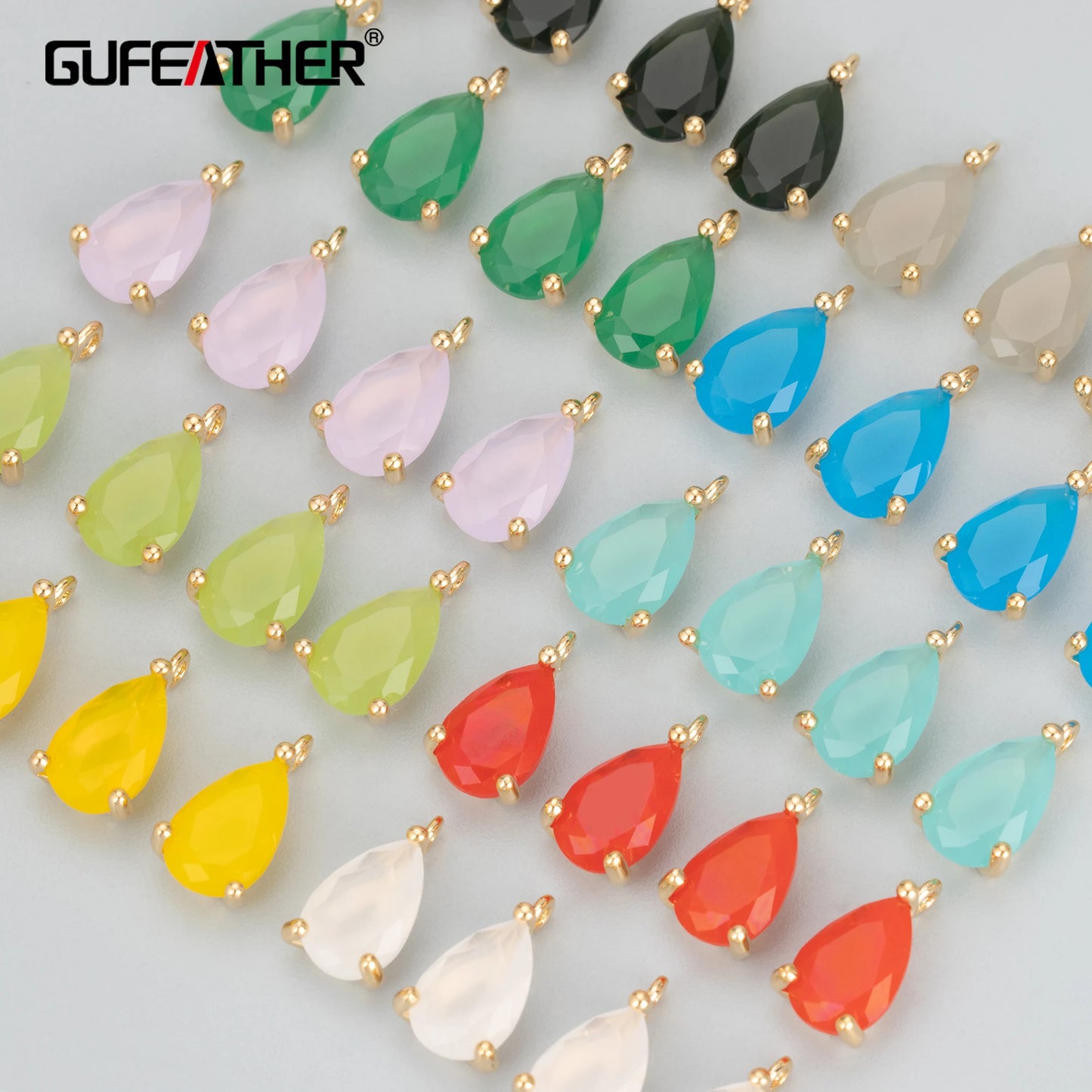 GUFEATHER MB15, accesorios de joyería, sin níquel, chapado en oro de 18k, cobre, vidrio, dijes, hechos a mano, fabricación de joyas, colgante diy, 10 unids/lote 