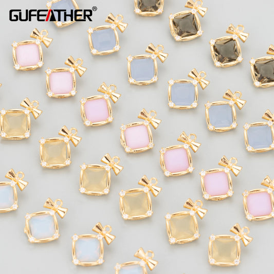 GUFEATHER MB55,jewelry accessories,18k gold plated,nickel free,copper,zircons,glass,charms,diy pendants,jewelry making,6pcs/lot