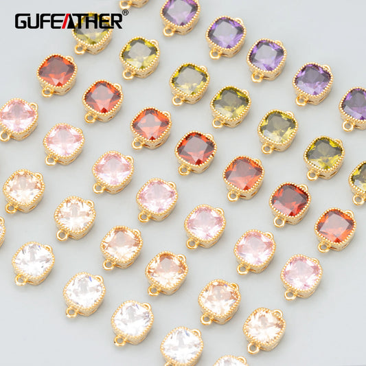 GUFEATHER MC18,jewelry accessories,18k gold plated,nickel free,copper,zircons,two jump ring,jewelry making,diy pendant,10pcs/lot