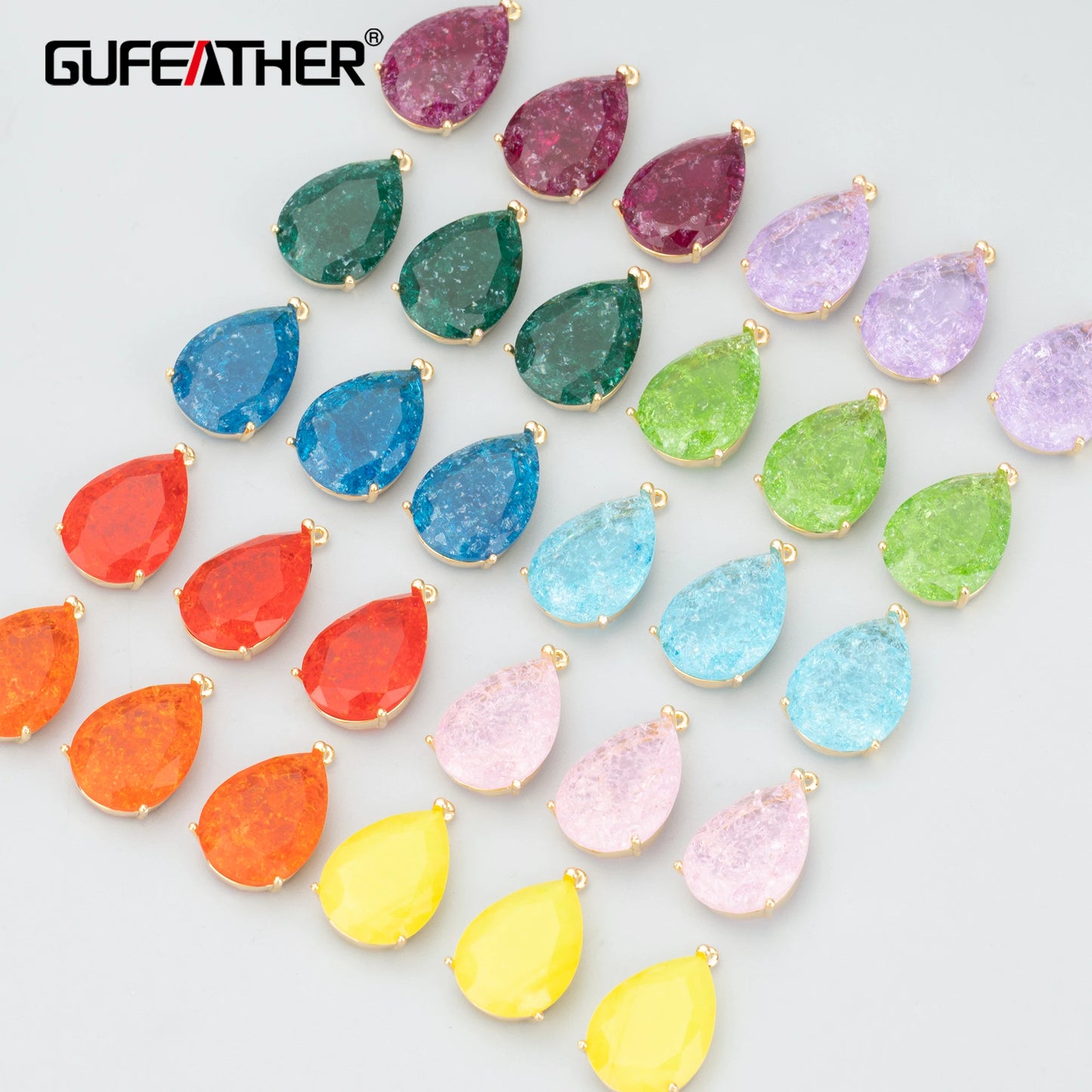 GUFEATHER MC15, accessoires de bijoux, plaqué rhodium or 18 carats, sans nickel, cuivre, verre, résultats de fabrication de bijoux, pendentif diy, 4 pièces/lot 