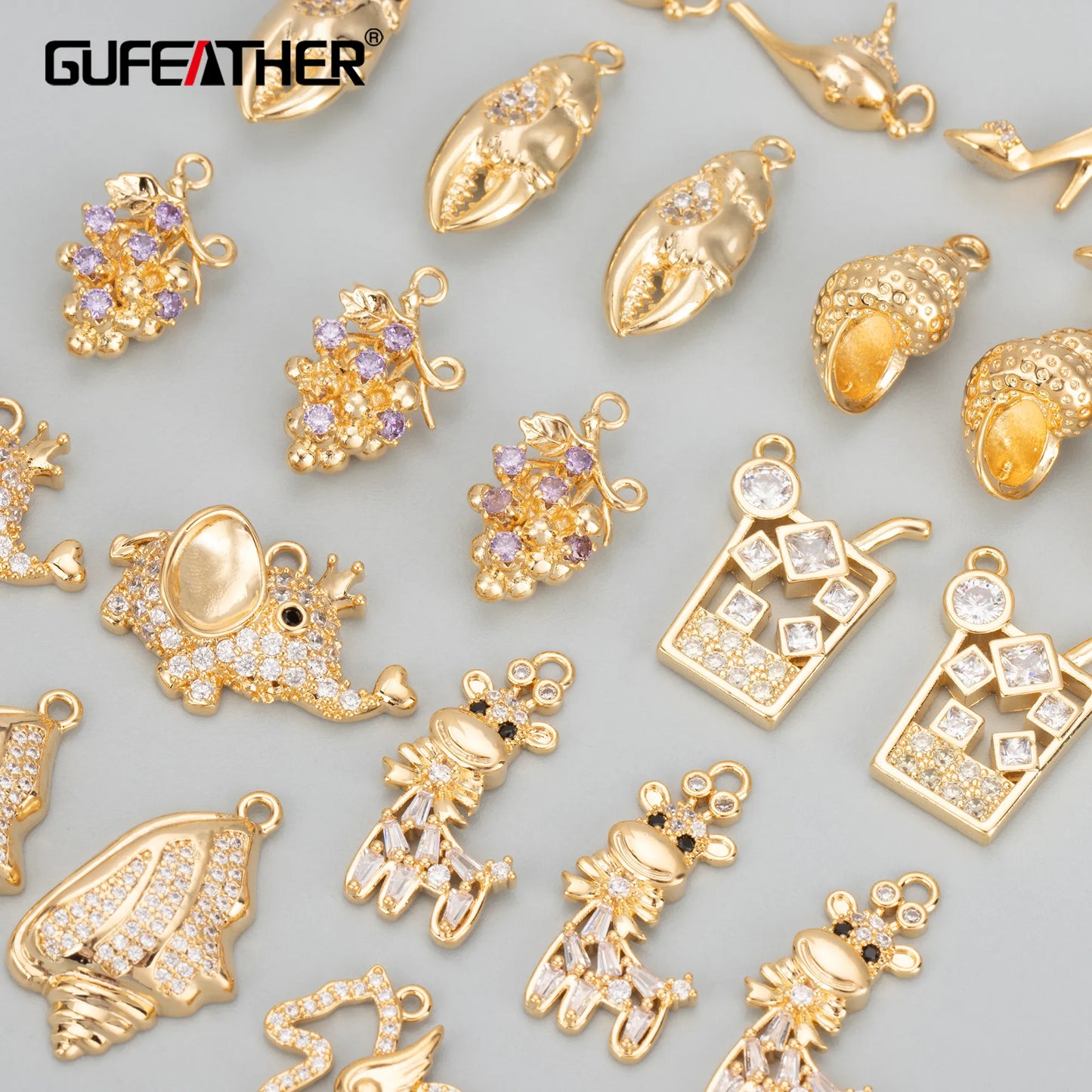 GUFEATHER MB13, accesorios de joyería, sin níquel, chapado en oro de 18k, metal de cobre, circonitas, dijes, fabricación de joyas, colgantes diy, 6 unids/lote 