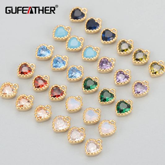 GUFEATHER MB04,jewelry accessories,mini size,nickel free,18k gold plated,copper,zircon,charm,diy pendant,jewelry making,6pcs/lot