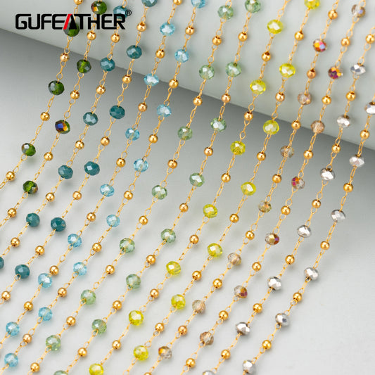 GUFEATHER C342, cadena, cuentas naturales, acero inoxidable, sin níquel, hecha a mano, accesorios para hacer joyas, collar de pulsera diy, 1 m/lote 