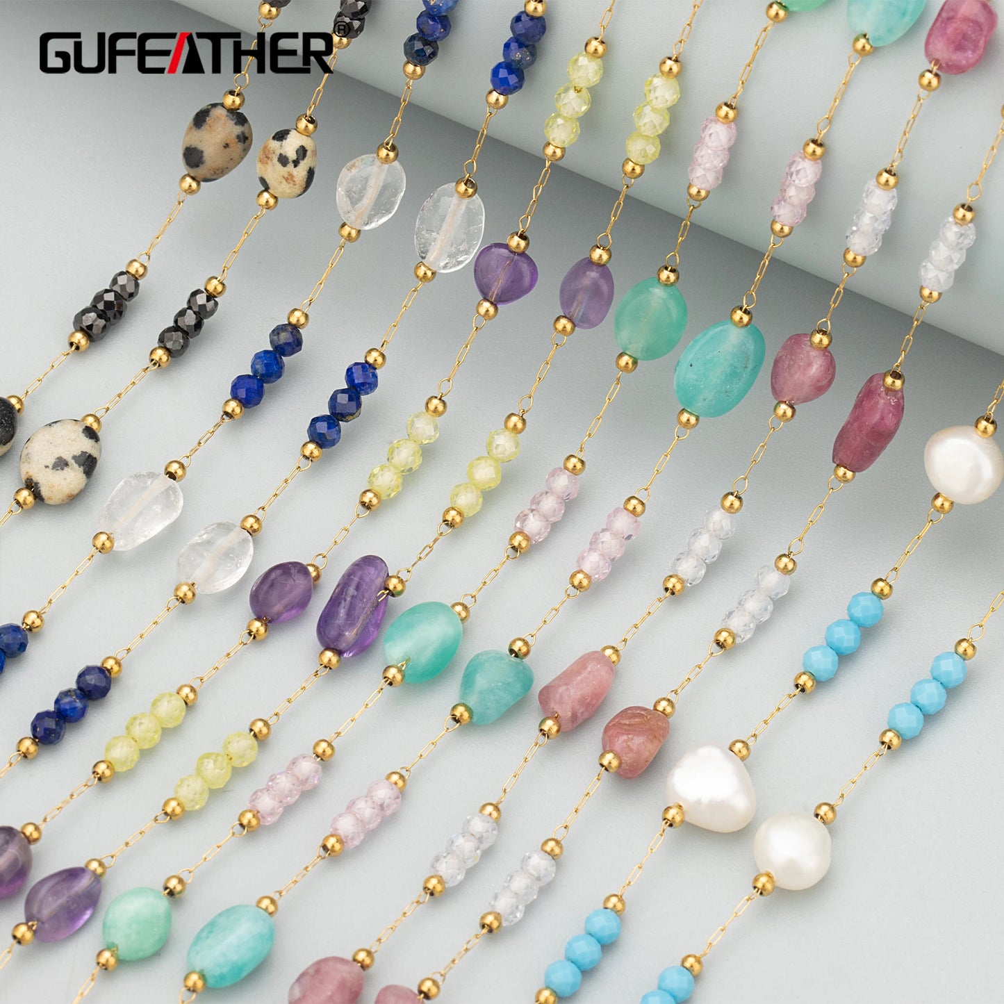 GUFEATHER C382, cadena, acero inoxidable, sin níquel, piedra natural, hecha a mano, dijes, fabricación de joyas, collar de pulsera diy, 1 m/lote 