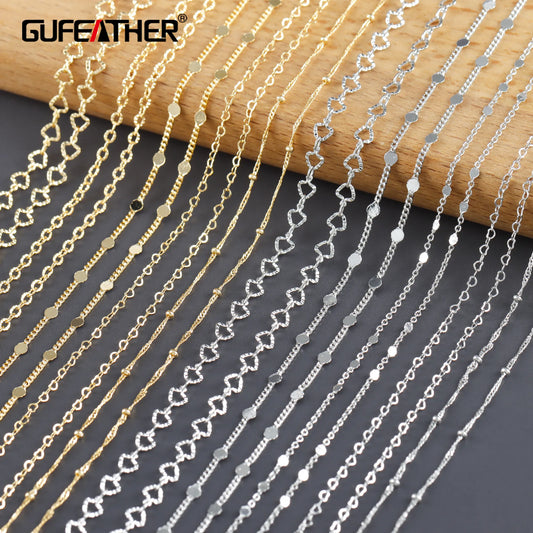 GUFEATHER C276, cadena fina, chapado en oro rodio de 18k, cobre, pass REACH, sin níquel, fabricación de joyas, collar de pulsera diy, 1 m/lote 