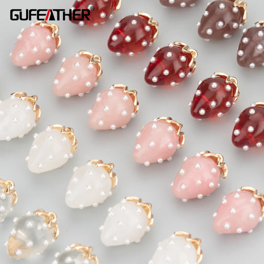 GUFEATHER MB69,jewelry accessories,copper,plastic,jewelry findings,strawberry shape,hand made,charms,diy pendants,10pcs/lot