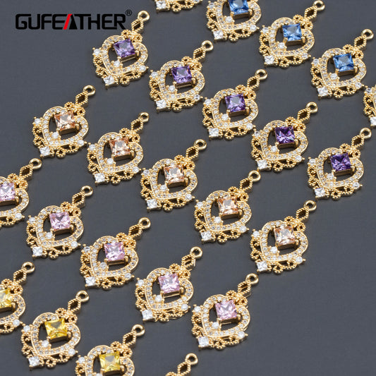 GUFEATHER MA79,jewelry accessories,nickel free,18k gold plated,copper metal,zircons,charms,jewelry making,diy pendants,10pcs/lot