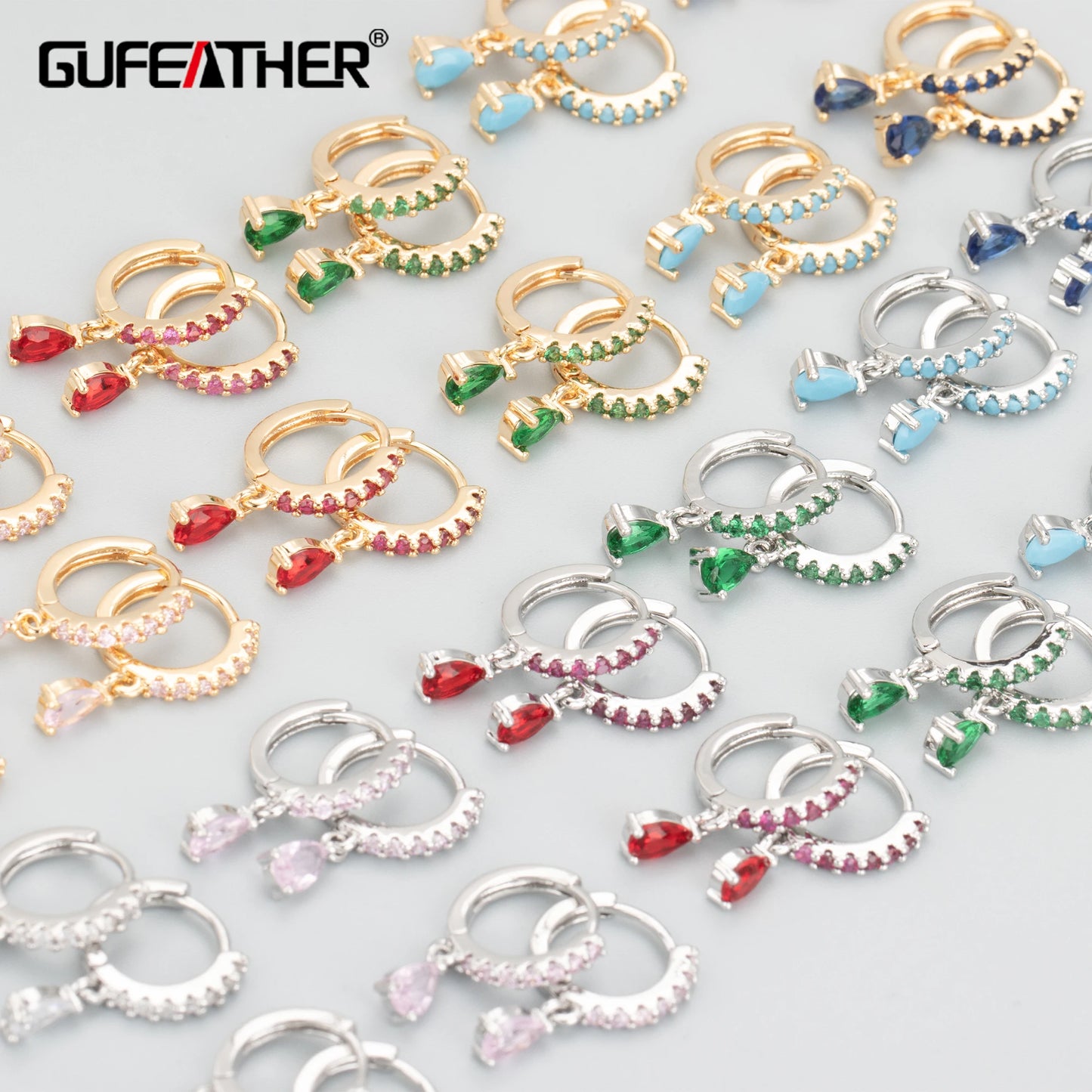 GUFEATHER MB46, accessoires de bijoux, sans nickel, plaqué rhodium or 18 carats, cuivre, zircon, crochets, boucles d'oreilles, fabrication de bijoux, 6 pièces/lot 