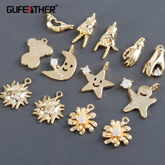 GUFEATHER MA26,diy jewelry,pass REACH,nickel free,18k gold plated,copper,diy earring necklace pendants,jewelry making,6pcs/lot