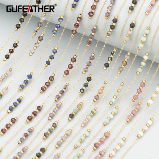 GUFEATHER C311, cadena diy, sin níquel, acero inoxidable, piedra natural, accesorios de joyería, fabricación de joyas, collar de pulsera diy, 1 m/lote 