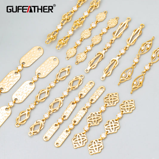 GUFEATHER MD62, accesorios de joyería, oro grueso, 0,2 mircons, rodio plateado, cobre, circonitas, fabricación de joyas, colgantes diy, 6 unids/lote 