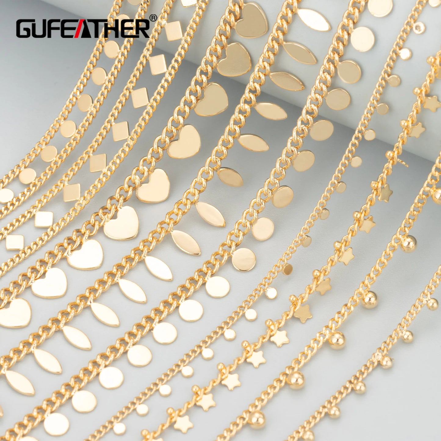 GUFEATHER C55, accessoires de bijoux, plaqué or 18 carats, cuivre, pass REACH, sans nickel, découvertes de bijoux, collier de bracelet à bricoler soi-même, 1 m/lot 