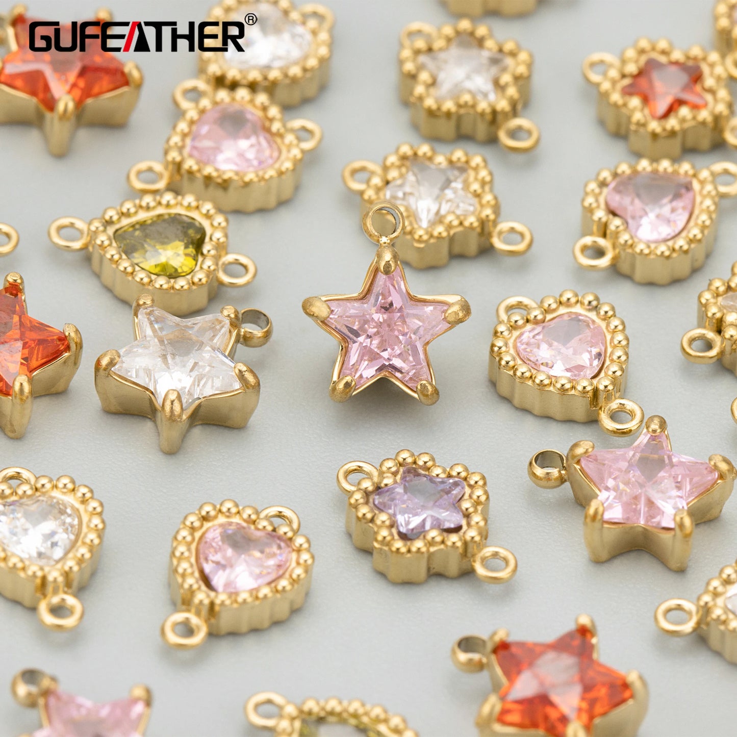 GUFEATHER ME33, accessoires de bijoux, acier inoxydable 316L, sans nickel, zircon, fait à la main, breloques, pendentifs diy, fabrication de bijoux, 6 pièces/lot 