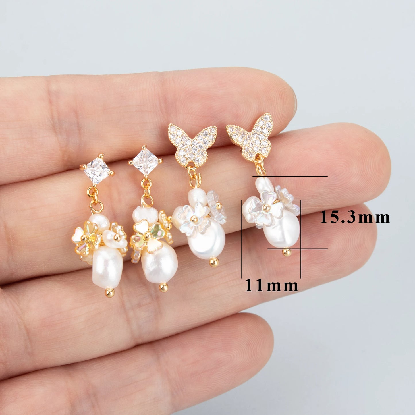 GUFEATHER MC53,jewelry accessories,18k gold plated,copper,natural pearl,flower shape,charms,jewelry making,diy pendants,2pcs/lot