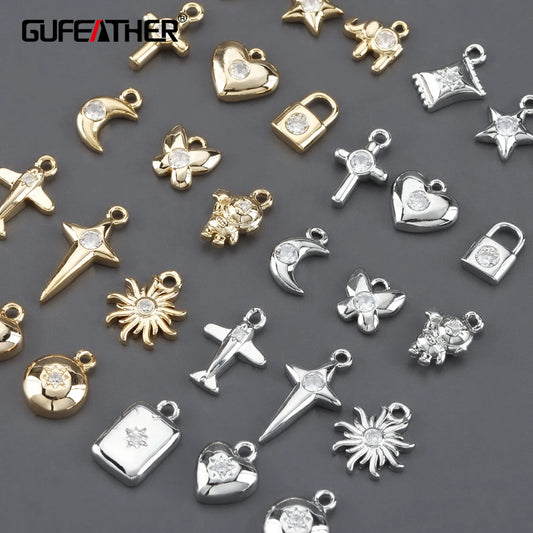 GUFEATHER MA39,jewelry accessories,pass REACH,nickel free,18k gold rhodium plated,copper,jewelry making,diy pendants,10pcs/lot