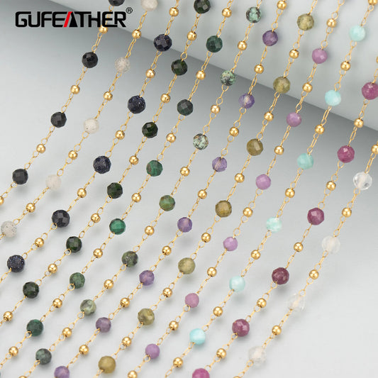 GUFEATHER C330, cadena, acero inoxidable, sin níquel, piedra natural, hecha a mano, accesorios para hacer joyas, collar de pulsera diy, 1 m/lote 