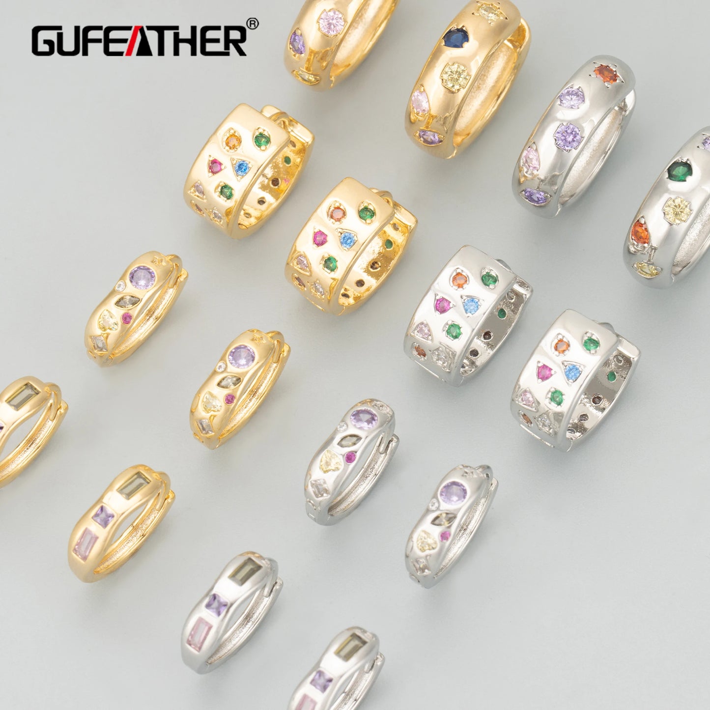 GUFEATHER MC93, pendientes para mujer, chapado en rodio de oro de 18 quilates, cobre, dijes, hebilla de aro, pendientes colgantes, joyería de moda, 6 unids/lote 