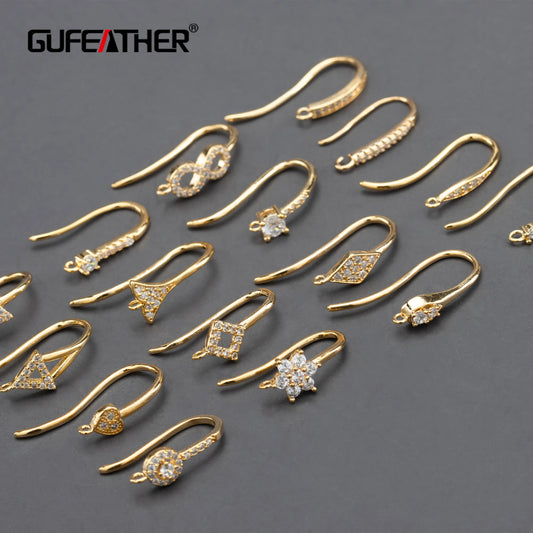 GUFEATHER M800, accessoires de bijoux, pass REACH, sans nickel, plaqué or 18 carats, cuivre, connecteur, boucle d'oreille bricolage, fabrication de bijoux, 20 pièces/lot 