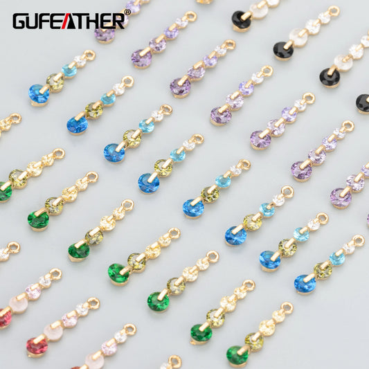 GUFEATHER MB56,jewelry accessories,18k gold plated,nickel free,copper,zircons,charms,jewelry making,diy pendants,6pcs/lot