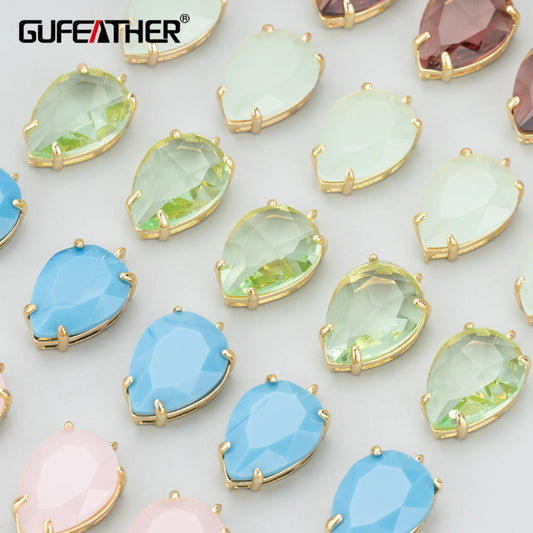 GUFEATHER MC32,jewelry accessories,18k gold plated,nickel free,copper,glass,charms,jewelry making,diy pendants,6pcs/lot