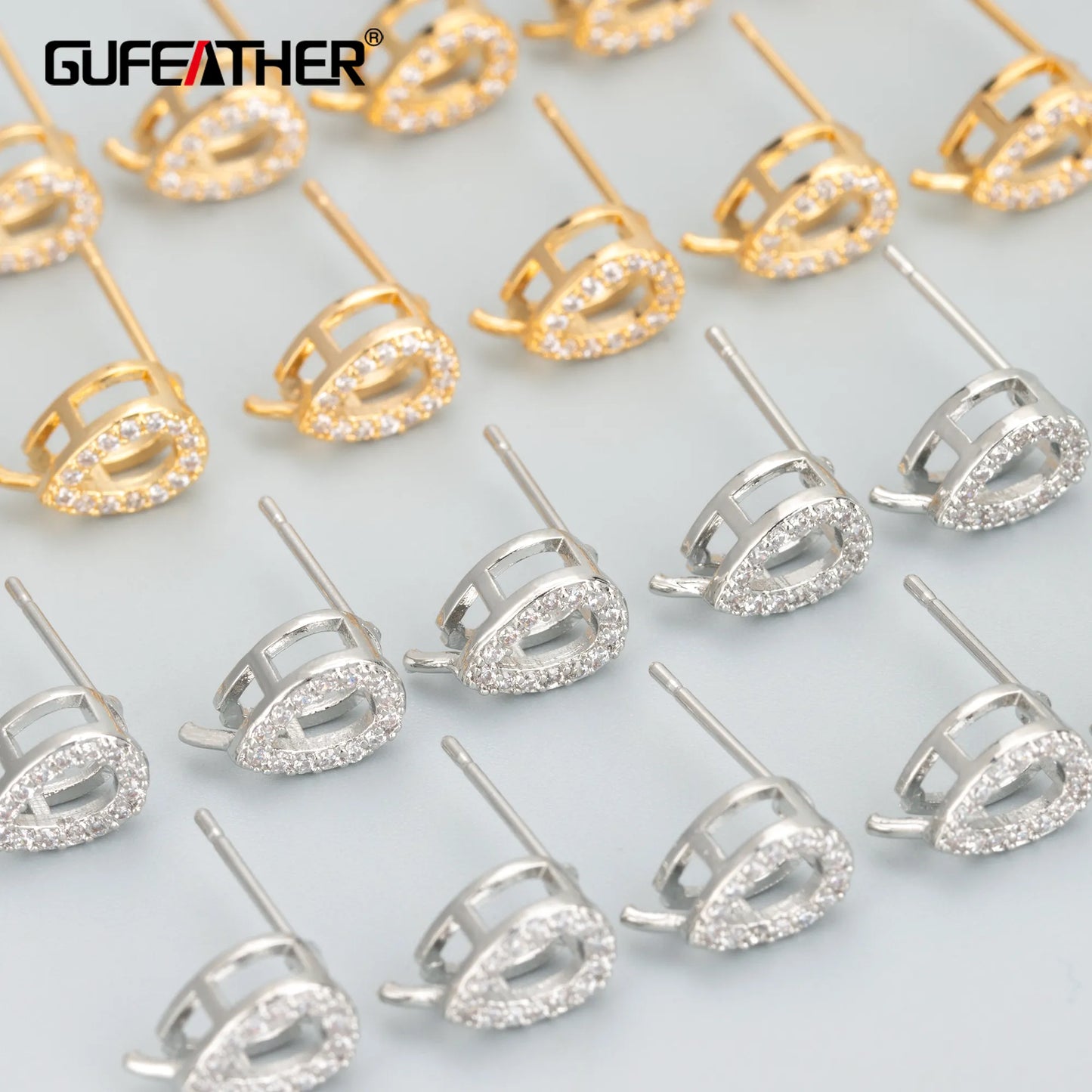 GUFEATHER MB92, accesorios de joyería, sin níquel, chapado en rodio de oro de 18k, cobre, circonita, dijes, pendientes diy, fabricación de joyas, 6 unids/lote 