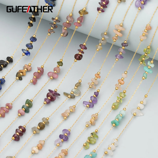 GUFEATHER C310, cadena diy, sin níquel, acero inoxidable, piedra natural, accesorios de joyería, collar de pulsera diy, fabricación de joyas, 1 m/lote 