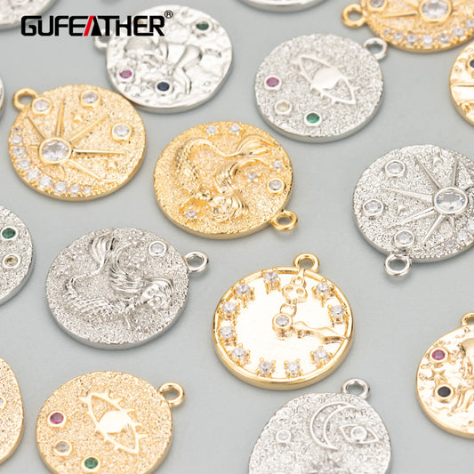 GUFEATHER MC69,jewelry accessories,18k gold rhodium plated,nickel free,copper,zircon,charm,jewelry making,diy pendants,10pcs/lot