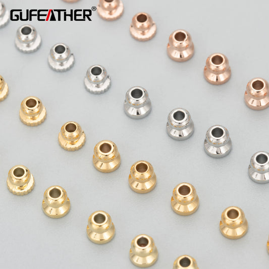 GUFEATHER MB30, accesorios de joyería, oro de 18k, oro rosa de 14k, chapado en rodio, cobre, tapa final, conector, fabricación de joyas, 100 unids/lote 