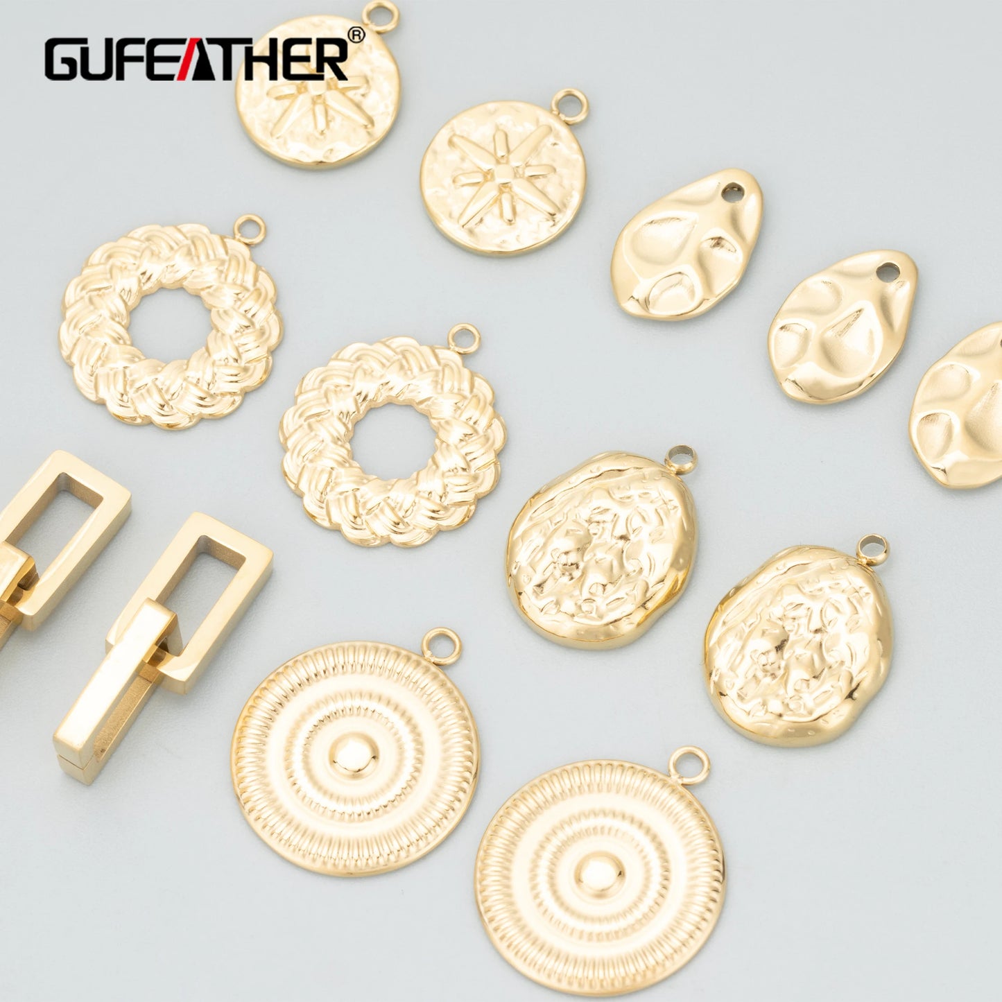 GUFEATHER MC36, accesorios de joyería, acero inoxidable 316L, sin níquel, hecho a mano, dijes, fabricación de joyas, colgantes diy, 4 unids/lote 