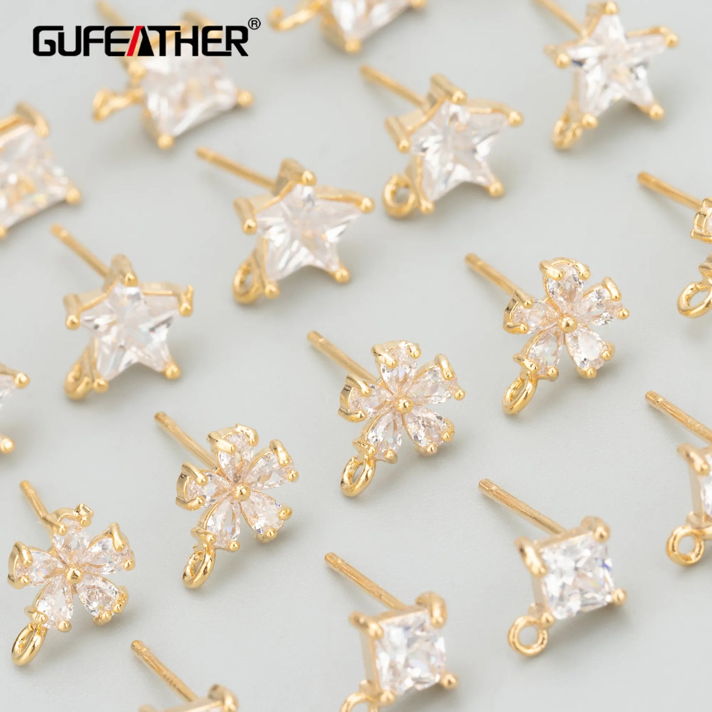 GUFEATHER MC76, accesorios de joyería, chapado en rodio de oro de 18k, cobre, circonitas, hecho a mano, fabricación de joyas, dijes, pendientes diy, 10 unids/lote 