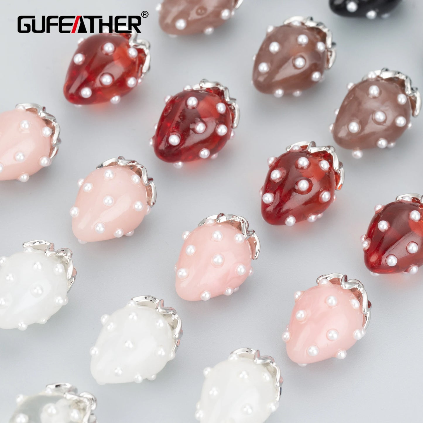 GUFEATHER MB69B, accessoires de bijoux, cuivre, plastique, découvertes de bijoux, forme de fraise, fait à la main, breloques, pendentif diy, 10 pièces/lot 