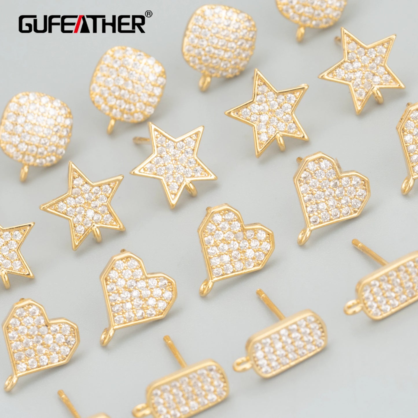 GUFEATHER MC81,jewelry accessories,18k gold rhodium plated,copper,zircons,hand made,charms,jewelry making,diy earrings,6pcs/lot