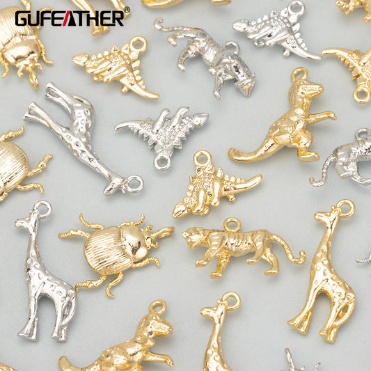 GUFEATHER MD53,jewelry accessories,nickel free,18k gold plated,copper,charms,jewelry making,diy animal pendants,6pcs/lot