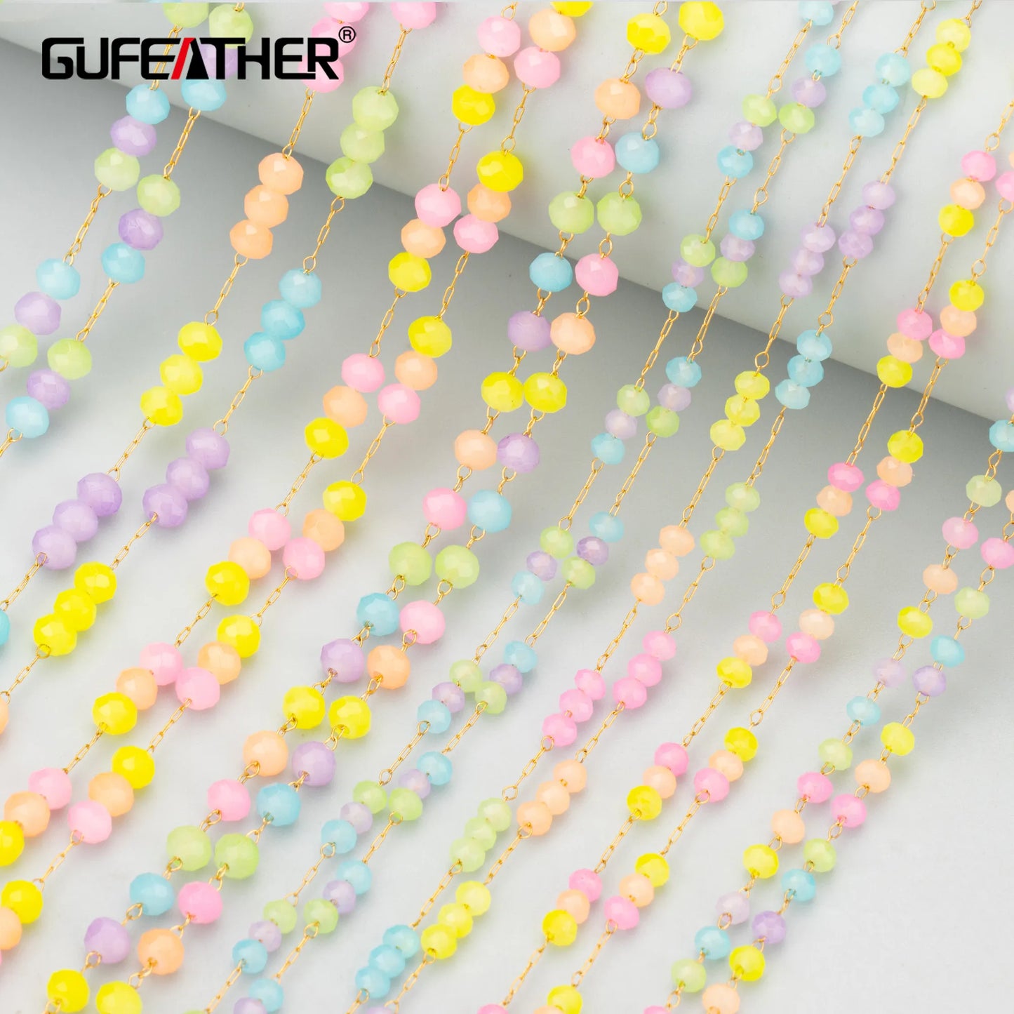 GUFEATHER C347, cadena, cuentas naturales, acero inoxidable, sin níquel, hecha a mano, dijes, fabricación de joyas, collar de pulsera diy, 1 m/lote 