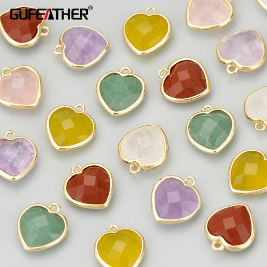 GUFEATHER MD79, accesorios de joyería, chapado en oro de 18 k, cobre, piedra natural, hecho a mano, dijes, colgantes diy, fabricación de joyas, 4 unids/lote 