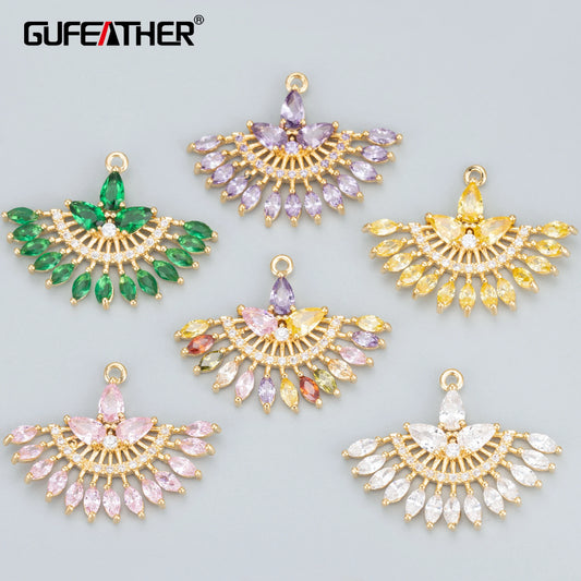 GUFEATHER MB88,jewelry accessories,18k gold plated,nickel free,copper,zircons,jewelry making findings,diy pendants,2pcs/lot